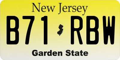 NJ license plate B71RBW