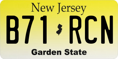 NJ license plate B71RCN