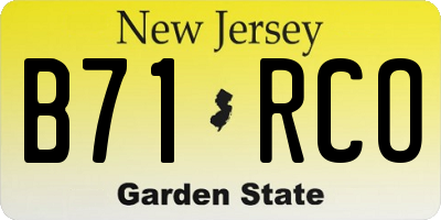NJ license plate B71RCO