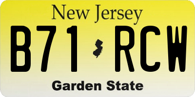 NJ license plate B71RCW