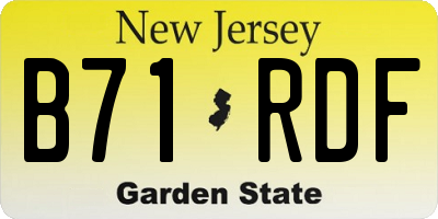 NJ license plate B71RDF