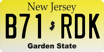 NJ license plate B71RDK