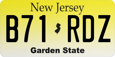 NJ license plate B71RDZ