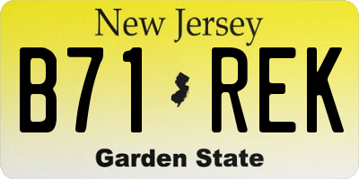 NJ license plate B71REK