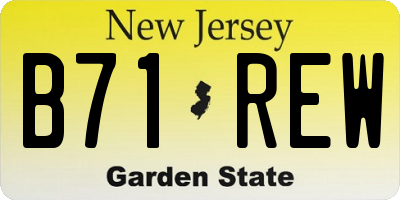 NJ license plate B71REW