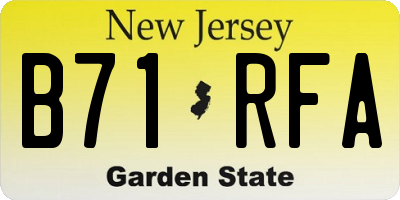 NJ license plate B71RFA