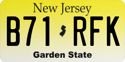 NJ license plate B71RFK