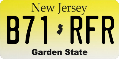 NJ license plate B71RFR