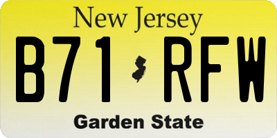 NJ license plate B71RFW