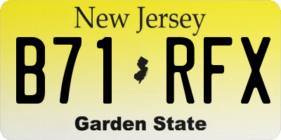 NJ license plate B71RFX