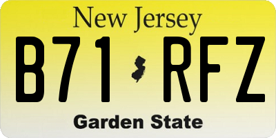 NJ license plate B71RFZ