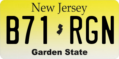 NJ license plate B71RGN