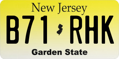 NJ license plate B71RHK