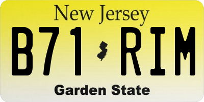 NJ license plate B71RIM