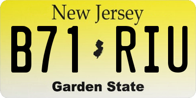 NJ license plate B71RIU
