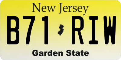 NJ license plate B71RIW