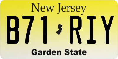 NJ license plate B71RIY