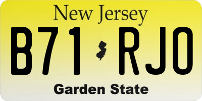 NJ license plate B71RJO