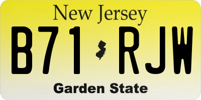 NJ license plate B71RJW