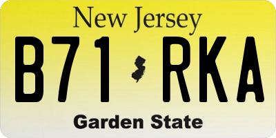 NJ license plate B71RKA