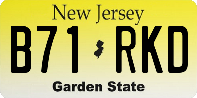 NJ license plate B71RKD