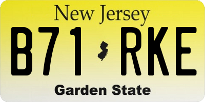 NJ license plate B71RKE