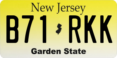 NJ license plate B71RKK