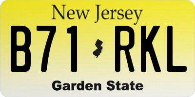 NJ license plate B71RKL