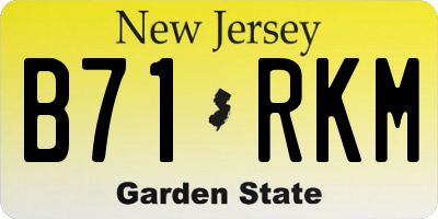 NJ license plate B71RKM