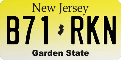 NJ license plate B71RKN