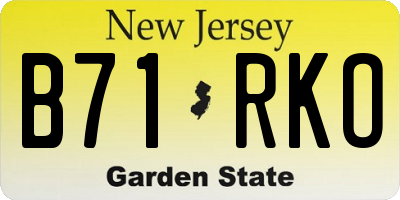 NJ license plate B71RKO