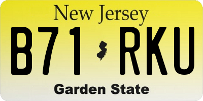 NJ license plate B71RKU