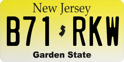 NJ license plate B71RKW