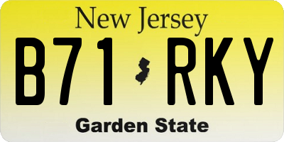 NJ license plate B71RKY