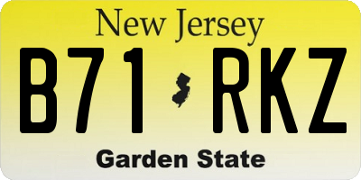 NJ license plate B71RKZ