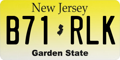 NJ license plate B71RLK