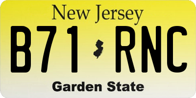 NJ license plate B71RNC