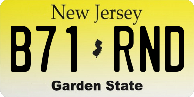 NJ license plate B71RND