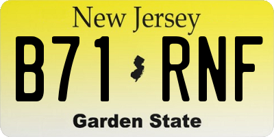 NJ license plate B71RNF