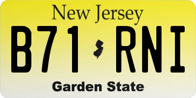 NJ license plate B71RNI