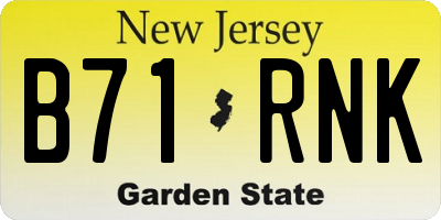 NJ license plate B71RNK