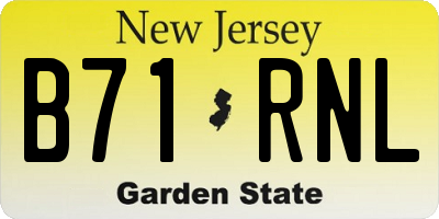 NJ license plate B71RNL