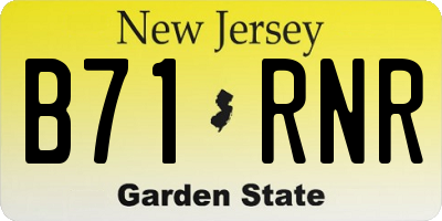 NJ license plate B71RNR