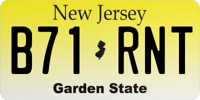 NJ license plate B71RNT