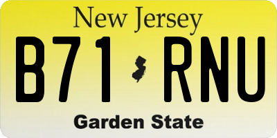 NJ license plate B71RNU