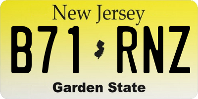 NJ license plate B71RNZ