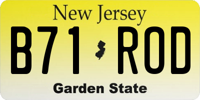 NJ license plate B71ROD