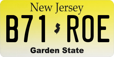 NJ license plate B71ROE