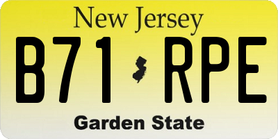 NJ license plate B71RPE