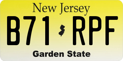 NJ license plate B71RPF